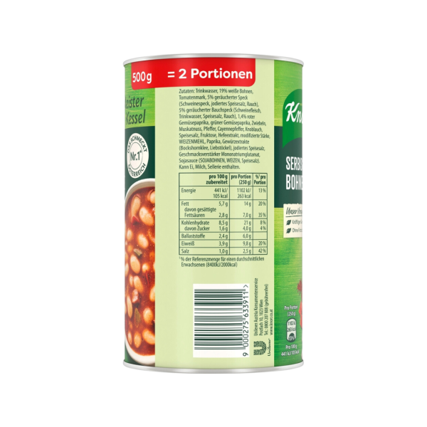 Knorr Meister Kessel Serbische Bohnensuppe, 500 Gramm Dose